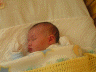 2005 05 14 Sleepy Redux (Thanks to Nadine Gibson for making the multi-coloured blanket under the yellow one and to Dave and Charmaine Rand for the lovely stars and moons blanket).