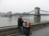 2007 02 19 Budapest 04 Sara and Ru pose before the Szchenyi Bridge