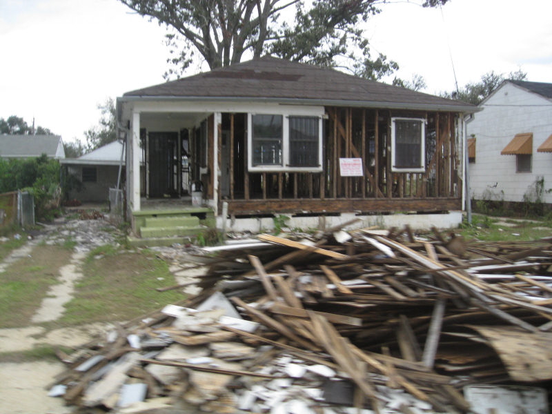 2007 10 24 - NOLA - We went on a tour of some of the most damaged areas of New Orleans.  This house has been gutted, but not yet rebuilt.