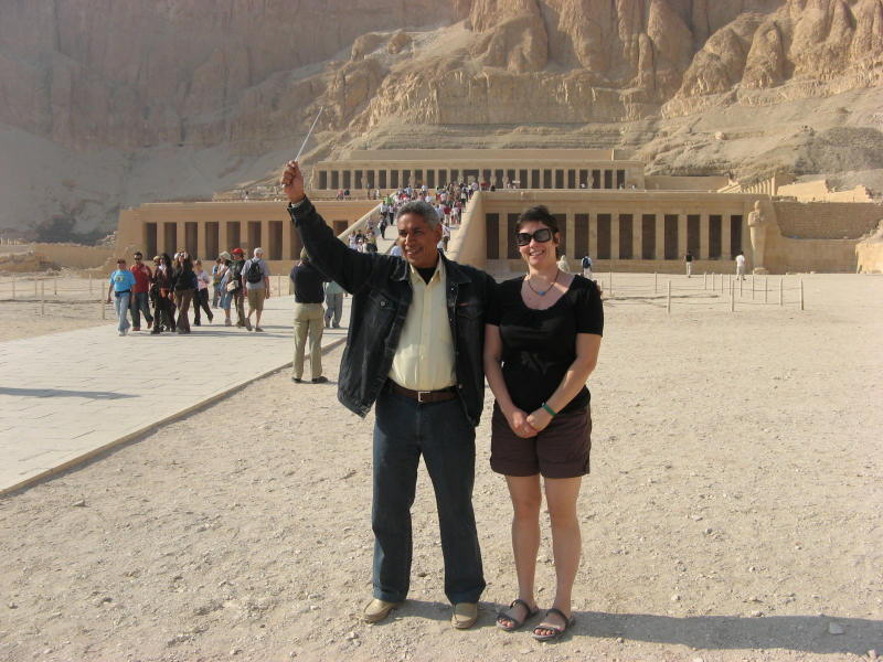 2008 01 08 Hassan the Egyptologist and His Stick at Hatchepsout's Temple