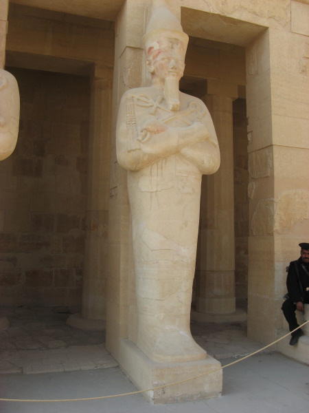 2008 01 08 Hatchepsout in Drag.  She is often depicted in masculine clothing, likely to enable her to assume a male role as Pharoah of Egypt.