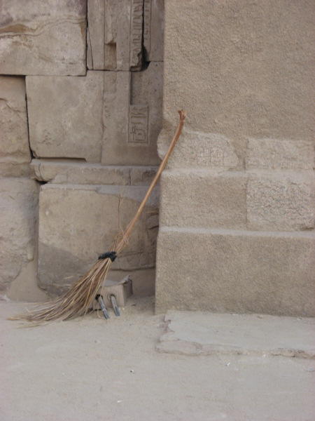 2008 01 08 Karnak Broom.  Sweeping the desert is a real make-work project.