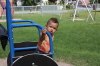 2008 07 28 Harper peers around the Play Car