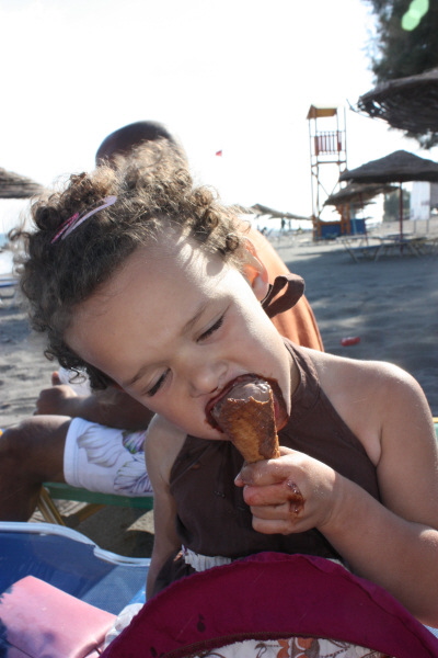 2008 10 10 Ruby and chocolate ice cream... There seems to be no shortage of shots of Ruby eating Ice Cream on this trip!