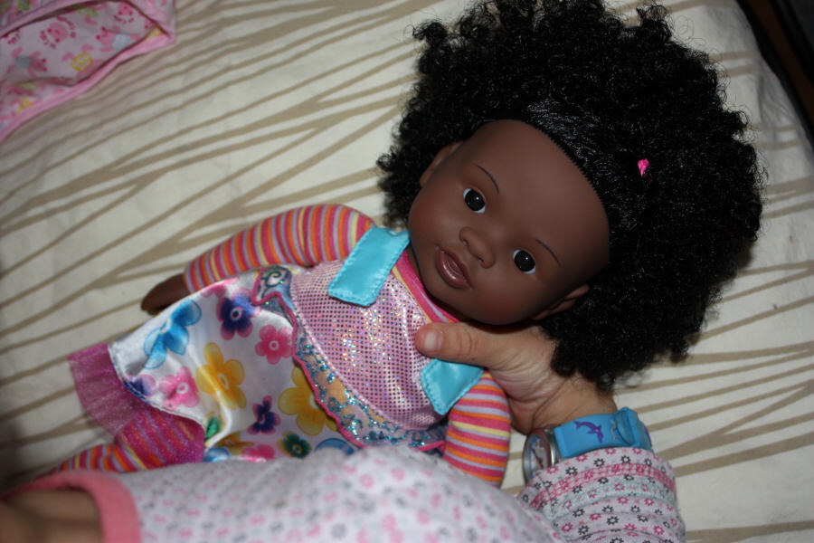 2008 12 25 The girls got dolls and beds for Christmas.  Here's Callie.