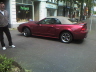 This was my first EuroStang sighting about a week after I picked my car up.  This guy was driving along in the same direction as me, but on the other side of a divided road.  I thought I was looking in a mirror until I realized that his roof is brown.  So